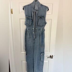 Sleeveless Denim Jumpsuit
